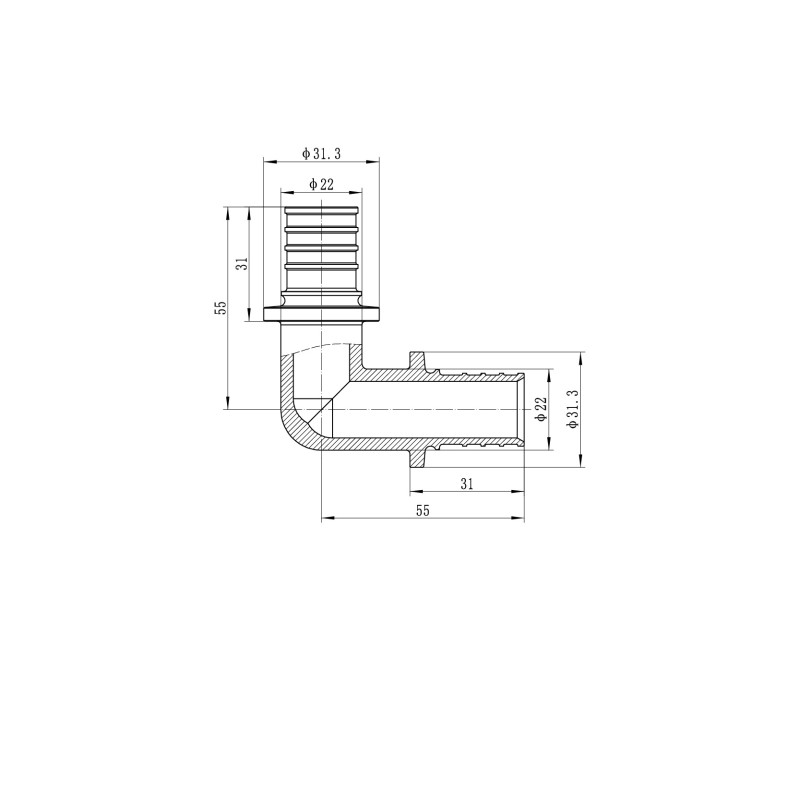 Уголок равнопроходной 90 Koer KA.L25 - 25(3.5mm) x 25(3.5mm) (KR4873)