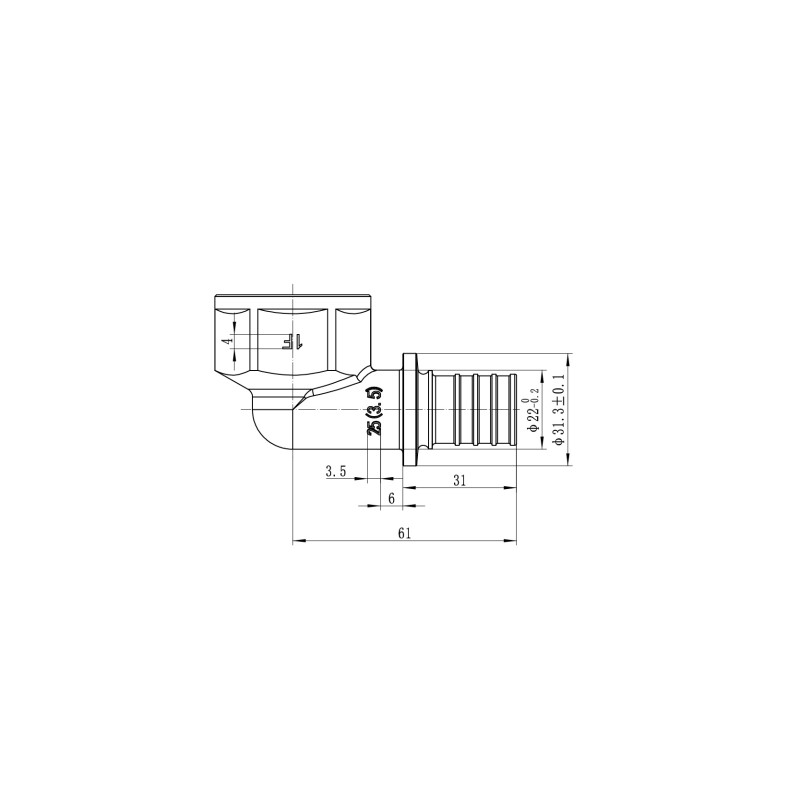 Уголок переходной с ВР Koer KA.L10F-25 - 25(3.5mm) x 1