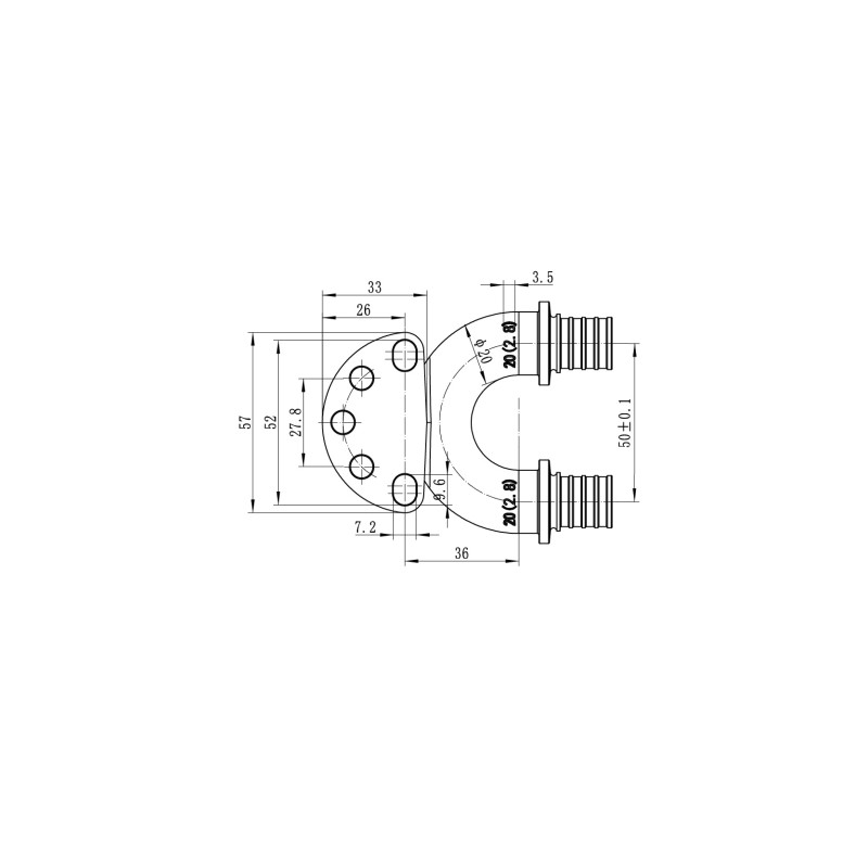 Уголок настен. з сквозным проходом и ВР Koer KA.LW20-06F-20 - 20(2.8mm) x 1/2