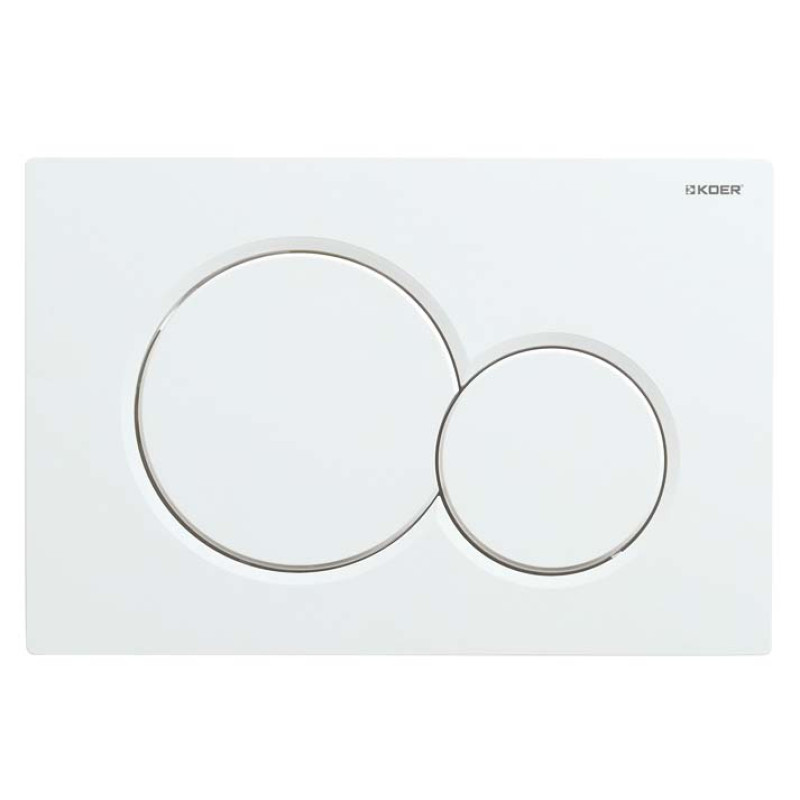 Панель смыва Koer KT-0601-03 240x160x10mm пластиковая, кнопка круглая (цвет белый) (KR5175)