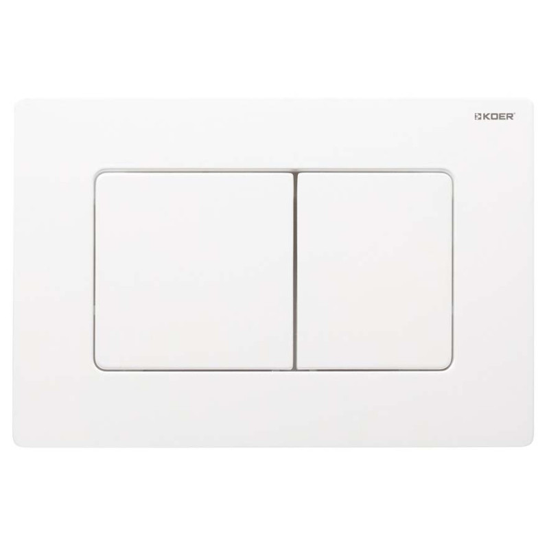 Панель смыва Koer KT-0602-03 240x160x10mm пластиковая, кнопка квадратная (цвет белый) (KR5180)