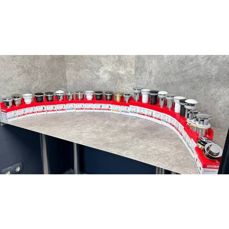 Донний клапан для раковини універсальний (з/без переливу) Koer PW-01-12 автоматичний (Click-Clack) (Колір золото матове) 1 1/4'' (KR5194)