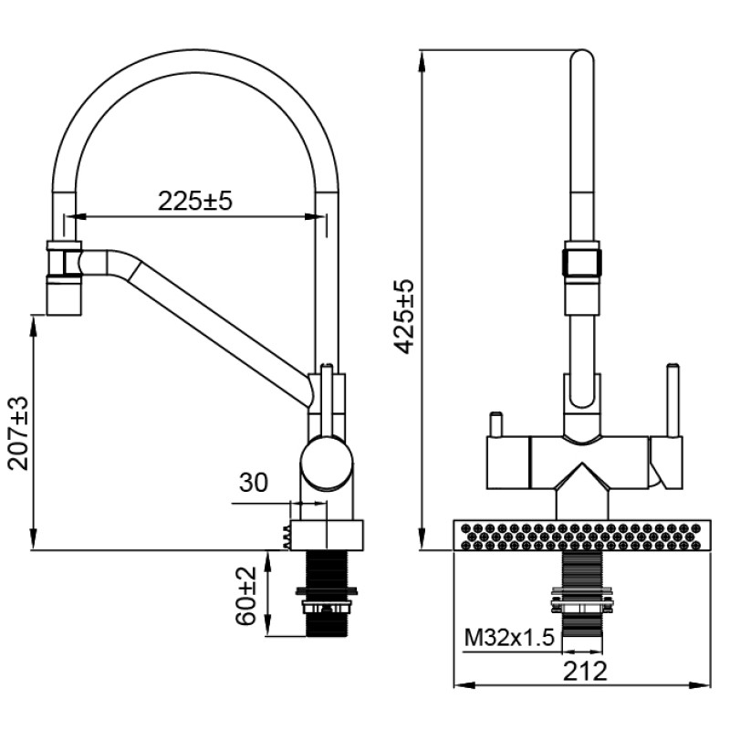 Смеситель для кухни Koer KB-74027-07 с функцией 