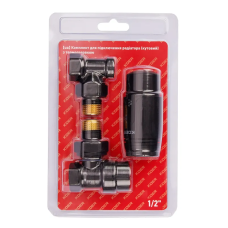 Комплект для подключения радиатора Koer SET-24.Black - 1/2'' угловой с термоголовкой (KR5283)
