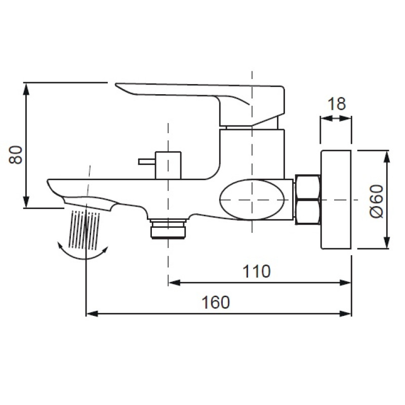 Смеситель для ванны с коротким изливом Koer KB-40028-05 (KR5306)