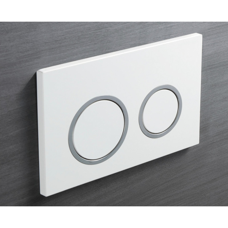 Панель смыва Koer KT-0605-03 220x140x12mm пластиковая, кнопка круглая (цвет белый) (KR5316)
