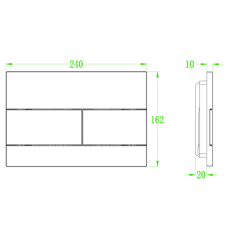 Панель смыва Koer KT-0603-07 240x160x10mm пластиковая, кнопка линейная (цвет графит) (KR5321)