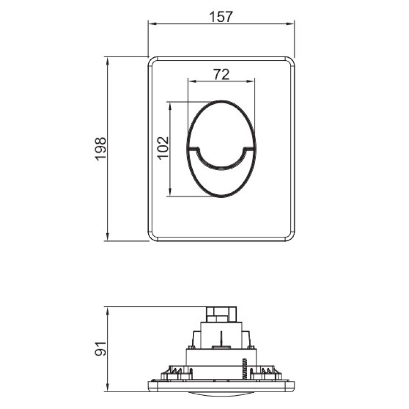Панель смыва Koer KT-0606-05 157x198x10mm пластиковая, кнопка округленная (цвет черный матовый) (KR5343)