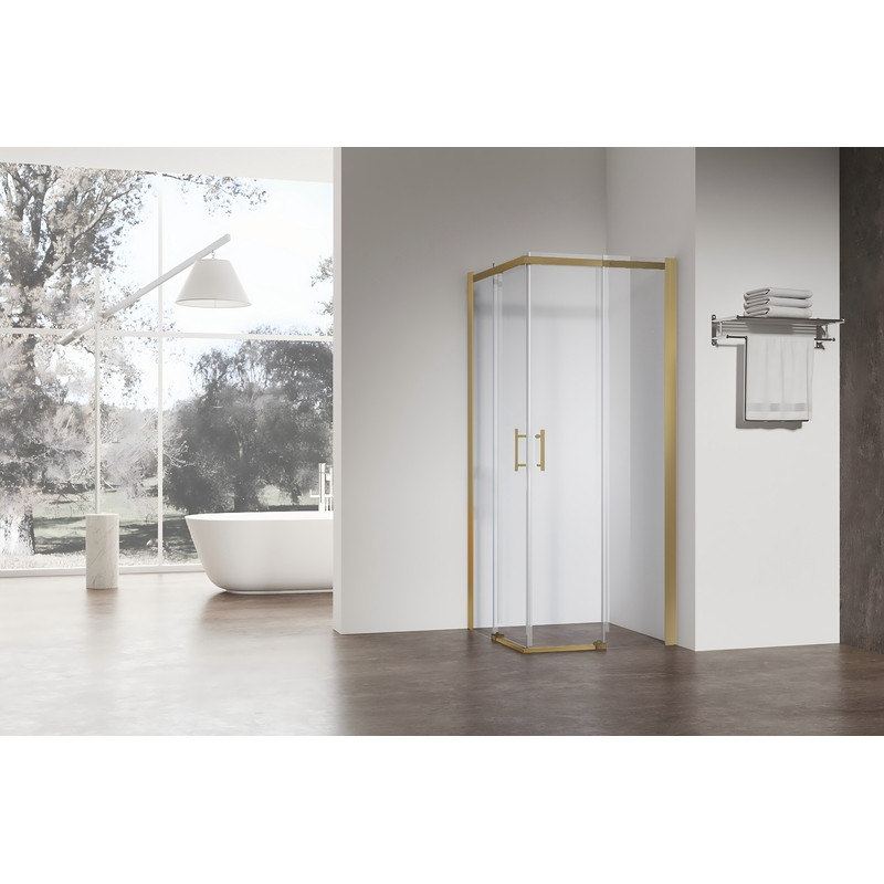 Душевая кабина без поддона Koer SR SC03-90x90x200-TR-12 прозрачное стекло Easy Clean 6мм, матовое золото (KR5358)