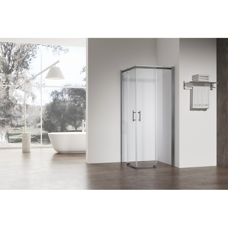Душевая кабина без поддона Koer SR SC03-90x90x200-TR-07 прозрачное стекло Easy Clean 6мм, графит (KR5359)