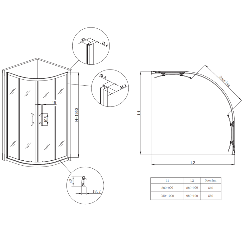Душевая кабина без поддона Koer SR SC04-100x100x195-TR-01 прозрачное стекло Easy Clean 5мм, хром (KR5361)