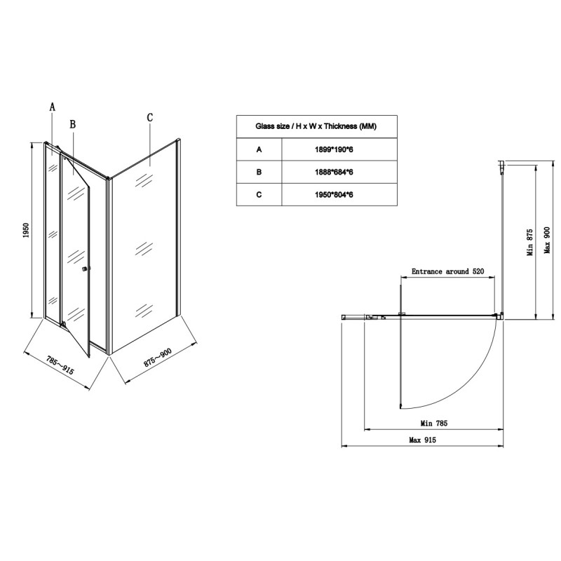 Душевая кабина без поддона Koer SR SC05-90x90x195-TR-01 прозрачное стекло Easy Clean 6мм, хром (KR5363)