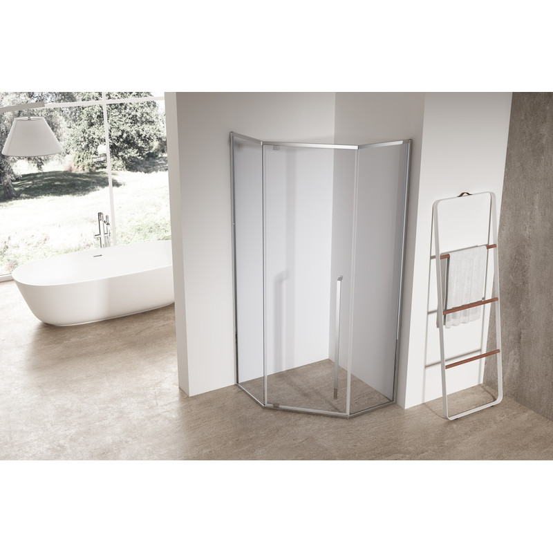 Душевая кабина без поддона Koer SR SC06-100x100x200-TR-01 прозрачное стекло Easy Clean 8мм, хром (KR5365)