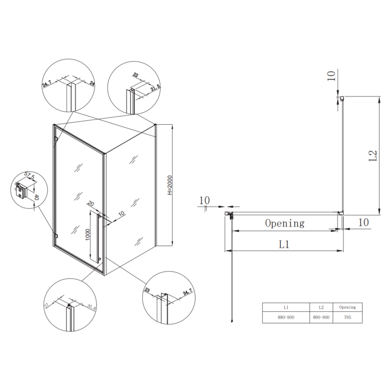 Душевая кабина без поддона Koer SR SC08-90x90x200-TR-01 прозрачное стекло Easy Clean 6мм, хром (KR5371)