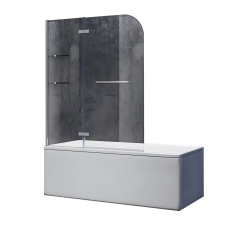 Шторки стеклянные на ванну Koer SR BS05-90x140-TR-01 прозрачное стекло Easy Clean 6мм, хром (KR5372)