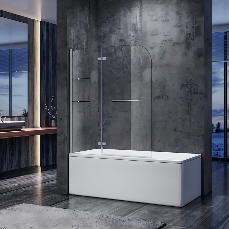 Шторки стеклянные на ванну Koer SR BS05-90x140-TR-01 прозрачное стекло Easy Clean 6мм, хром (KR5372)