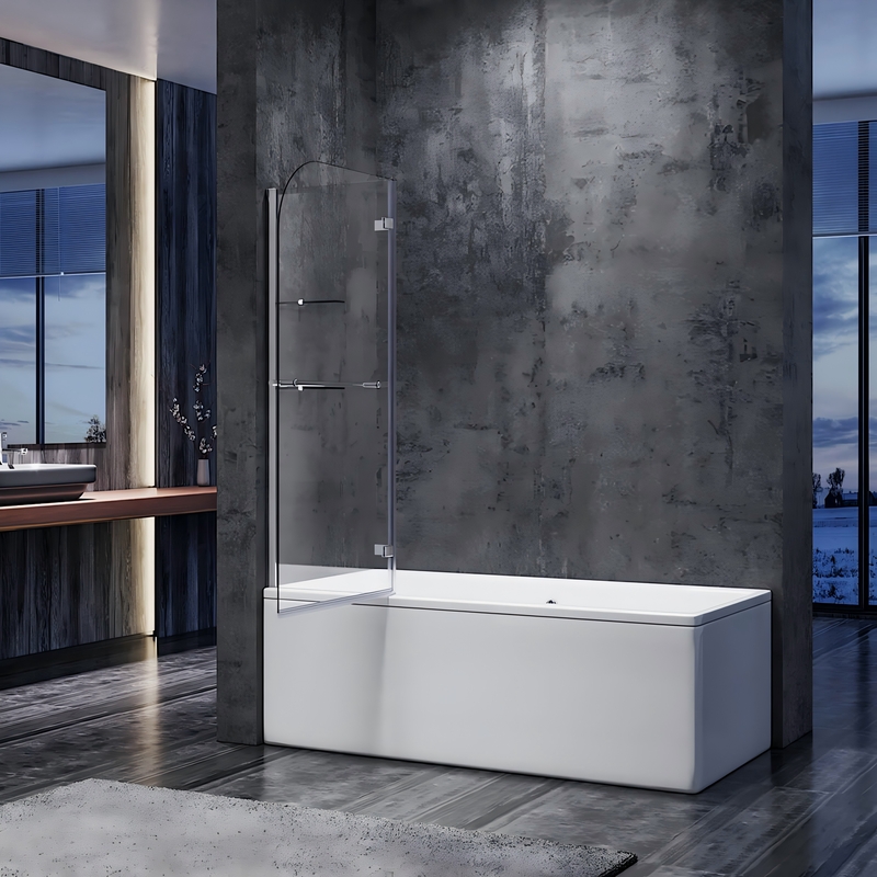 Шторки стеклянные на ванну Koer SR BS05-90x140-TR-01 прозрачное стекло Easy Clean 6мм, хром (KR5372)