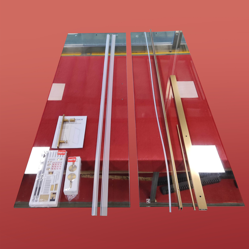 Дверь в нишу Koer SR SD01-120x200-TR-12 прозрачное стекло Easy Clean 8мм, матовое золото (KR5377)
