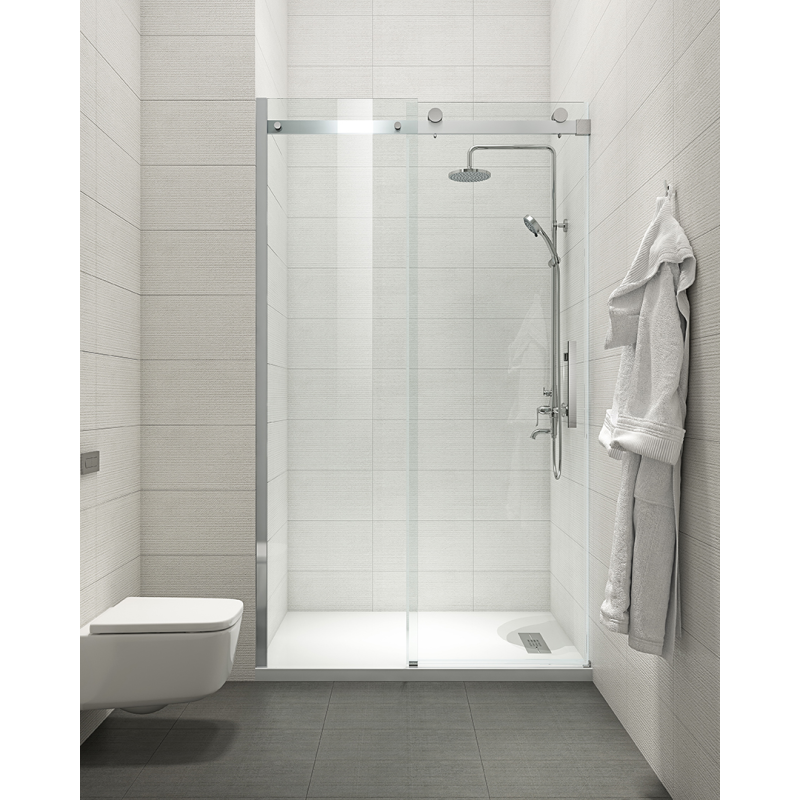 Дверь в нишу Koer SR SD01-140x200-TR-01 прозрачное стекло Easy Clean 8мм, хром (KR5380)