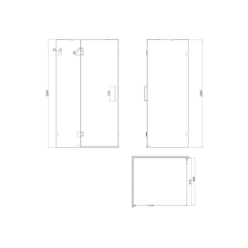 Боковая стенка для кабины Koer SR SW04-90x200-TR-01 прозрачное стекло Easy Clean 10мм, хром (KR5390)