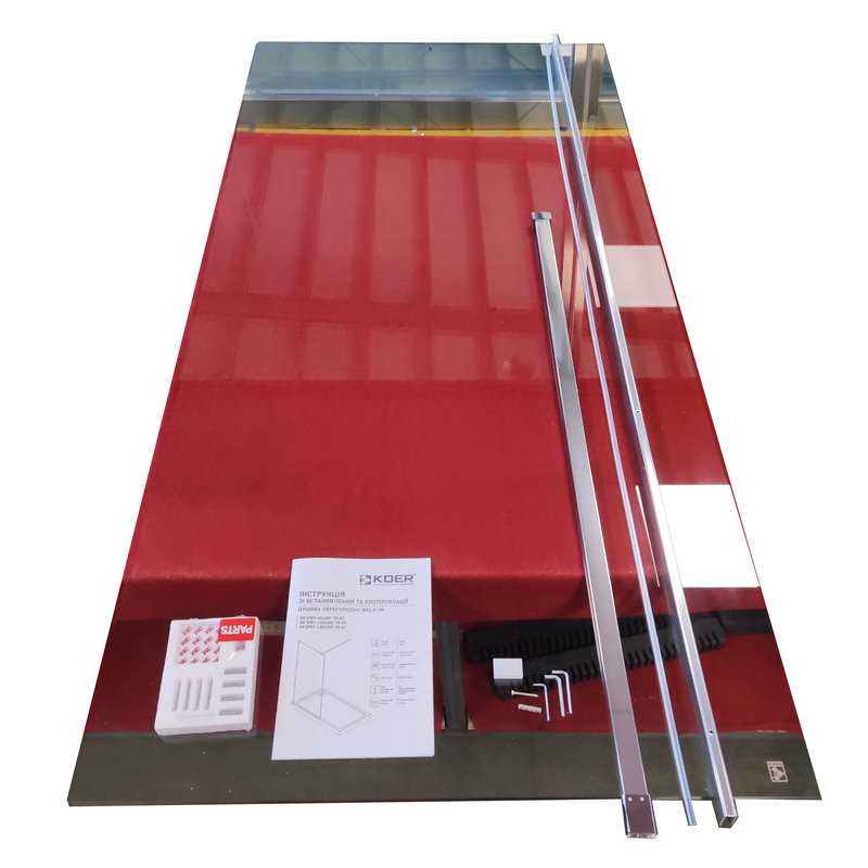 Душевая перегородка Koer SR SP01-100x200-TR-01 Walk-In прозрачное стекло Easy Clean 8мм, хром (KR5393)