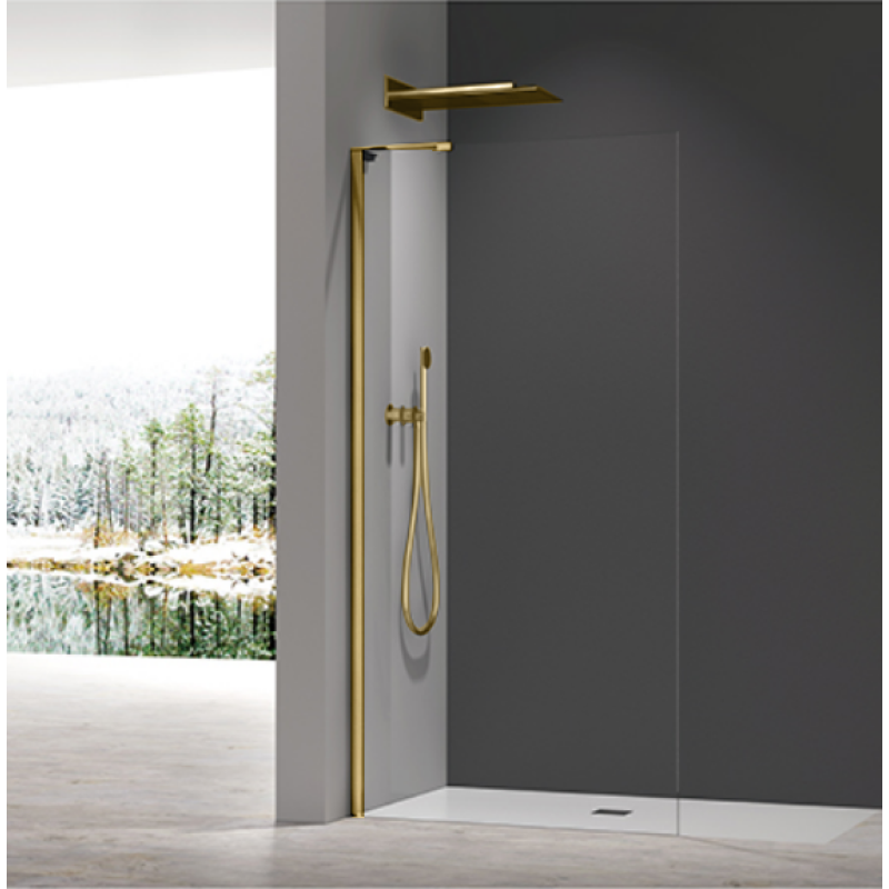 Душевая перегородка Koer SR SP02-100x200-TR-12 Walk-In проз.стекло Easy Clean 8мм, матовое золото (KR5396)