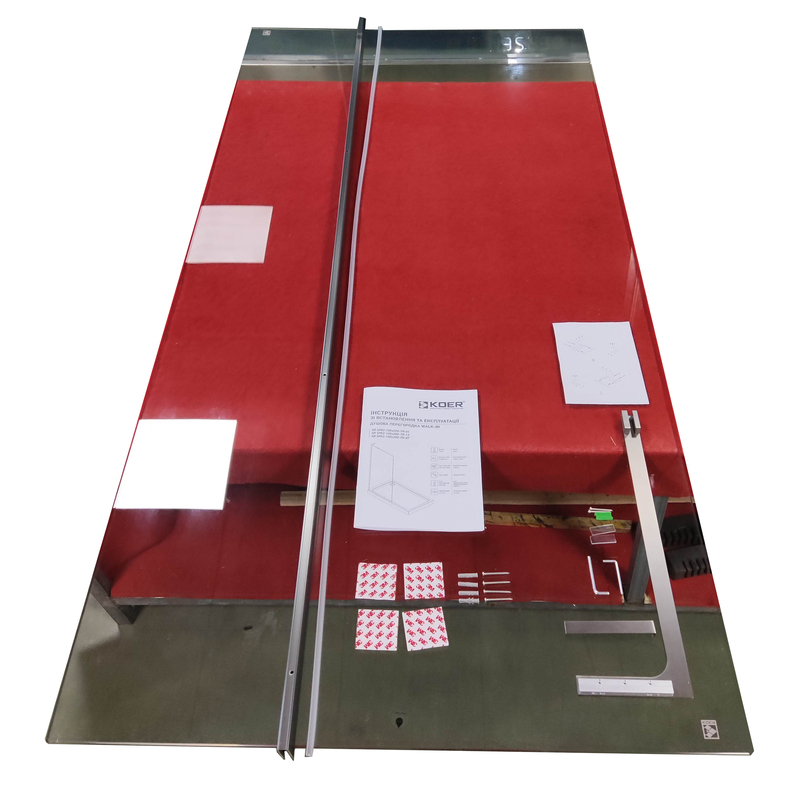 Душевая перегородка Koer SR SP02-100x200-TR-07 Walk-In прозрачное стекло Easy Clean 8мм, графит (KR5397)