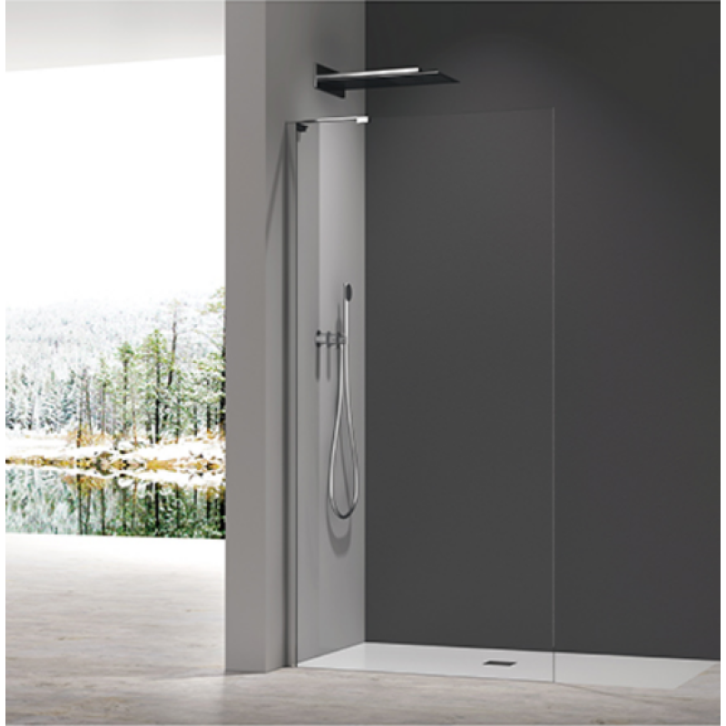 Душевая перегородка Koer SR SP02-100x200-TR-07 Walk-In прозрачное стекло Easy Clean 8мм, графит (KR5397)