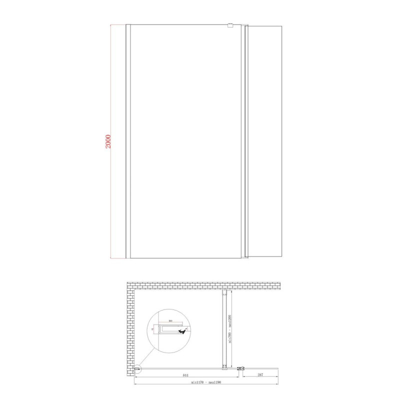 Душевая перегородка Koer SR SP03-120x200-TR-01 Walk-In прозрачное стекло Easy Clean 8мм, хром (KR5398)