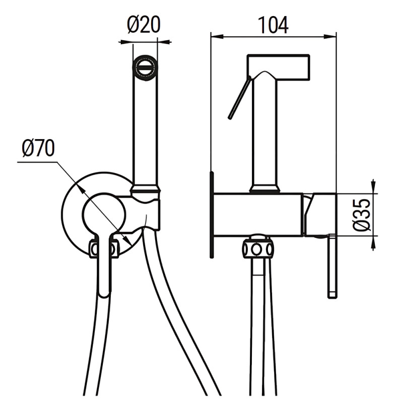 Смеситель для гигиенического душа Koer KB-23029-01 (Цвет хром) (KR5484)