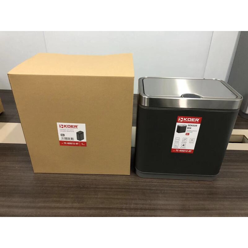 Мусорное ведро сенсорное прямоугольное Koer TC-020212-07 12 л цвет графит (KR5585)