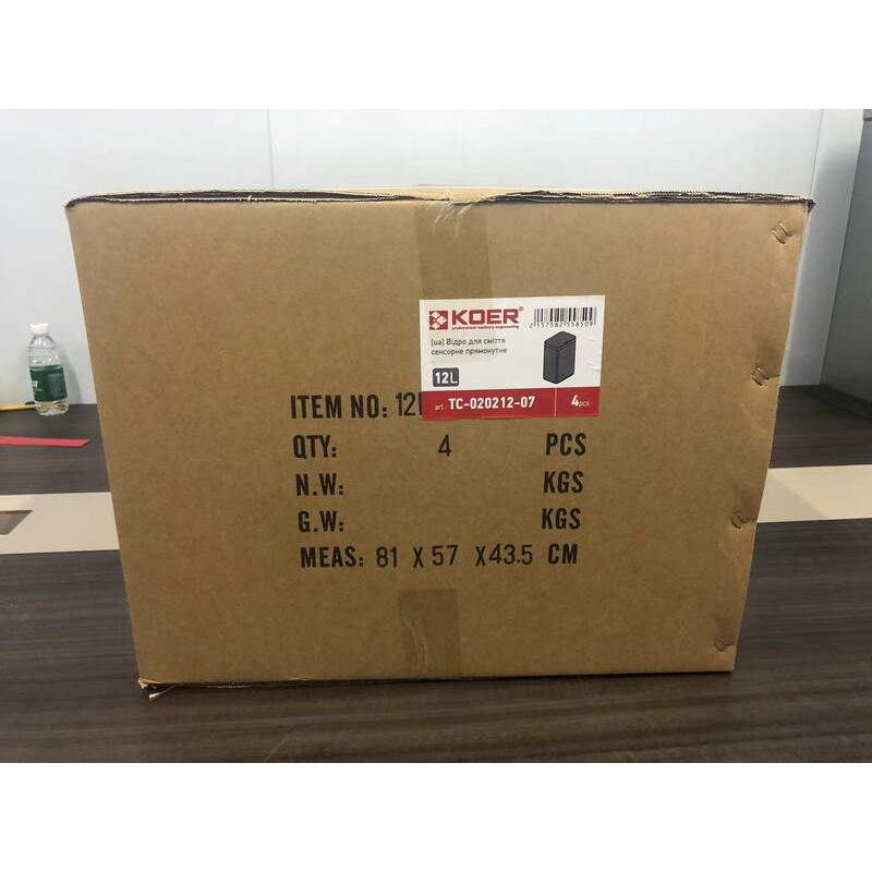 Мусорное ведро сенсорное прямоугольное Koer TC-020212-07 12 л цвет графит (KR5585)