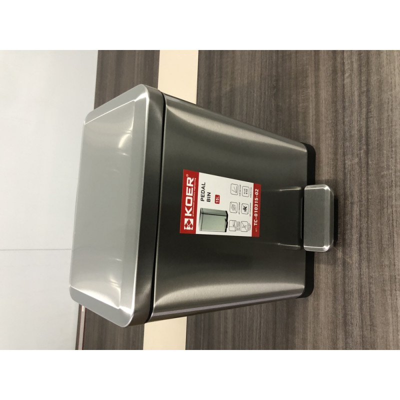Мусорное ведро с плавным закрытием прямоугольное Koer TC-010315-02 15 л цвет нержавейка (KR5603)