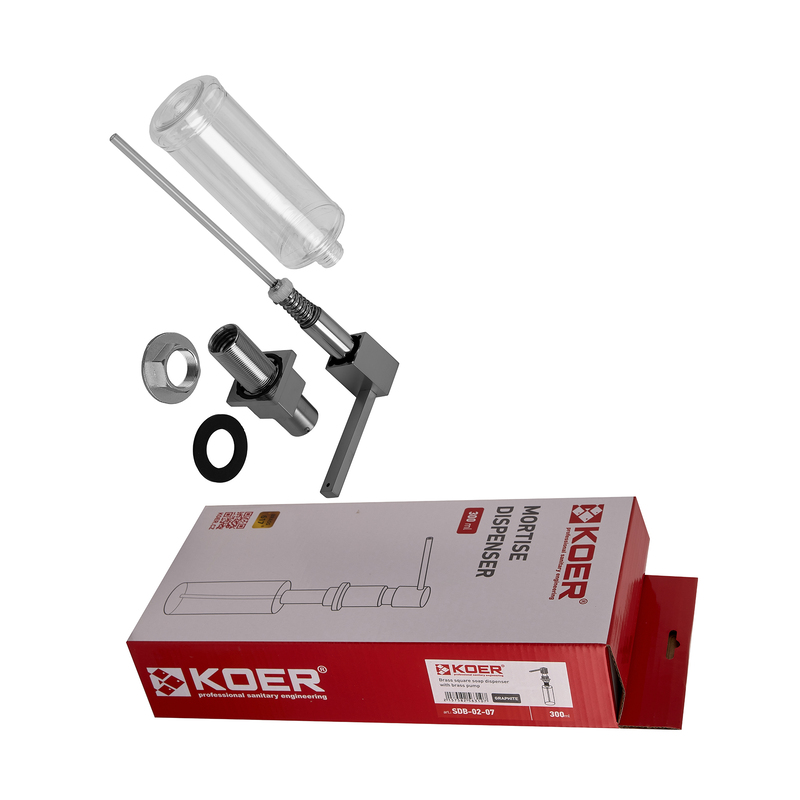 Дозатор для моющего средства врезной Koer SDB-02-07 300 мл (цвет графит) (KR5631)