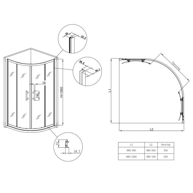 Душевая кабина без поддона Koer SR SC04-90x90x195-TR-02 прозрачное стекло Easy Clean 5мм SS Color (KR5682)