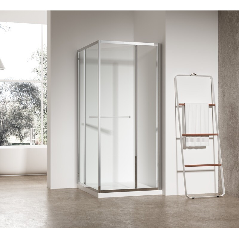 Душевая кабина без поддона Koer SR SC09-90x90x200-L-TR-01 прозрачное стекло Easy Clean 6мм Хром (KR5683)