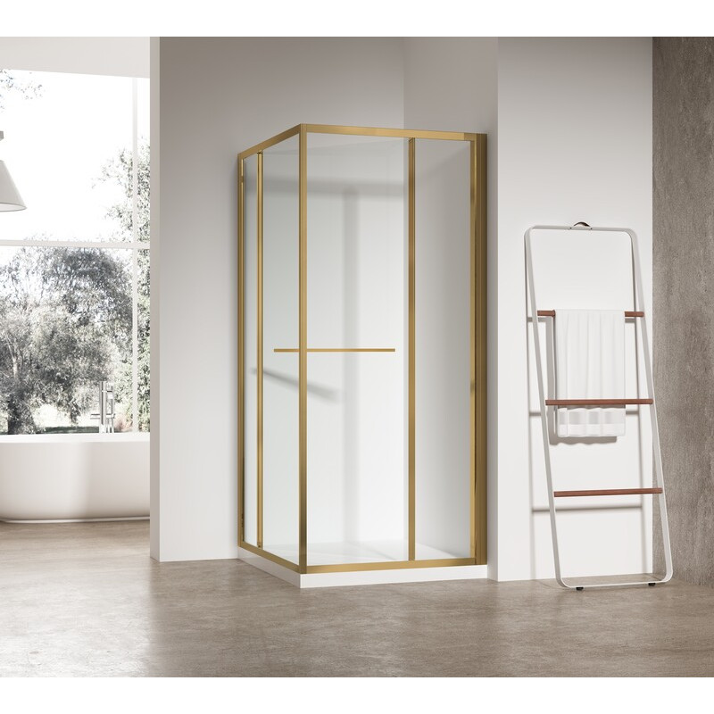 Душевая кабина без поддона Koer SR SC09-90x90x200-L-TR-12 прозрачное стекло Easy Clean 6мм Матовое золото (KR5684)