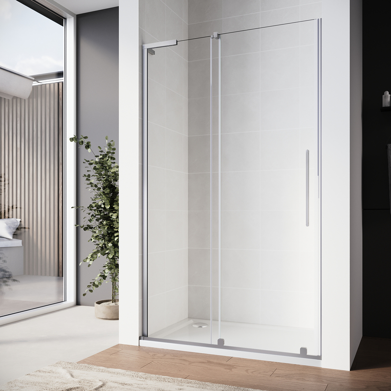 Дверь в нишу Walk-In раздвижная Koer SR SD07-120x200-L-TR-01 прозрачное стекло Easy Clean 8мм Хром (KR5686)