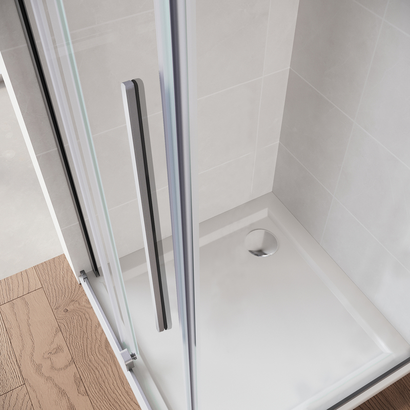 Дверь в нишу Walk-In раздвижная Koer SR SD07-120x200-L-TR-01 прозрачное стекло Easy Clean 8мм Хром (KR5686)