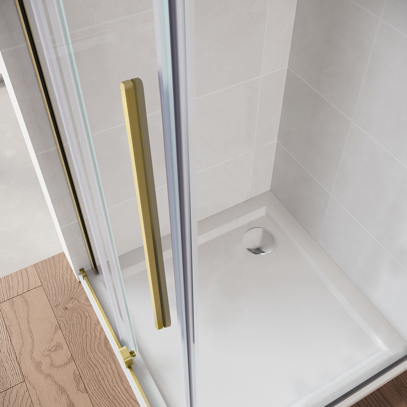 Дверь в нишу Walk-In раздвижная Koer SR SD07-120x200-L-TR-12 прозрачное стекло Easy Clean 8мм Матовое золото (KR5687)