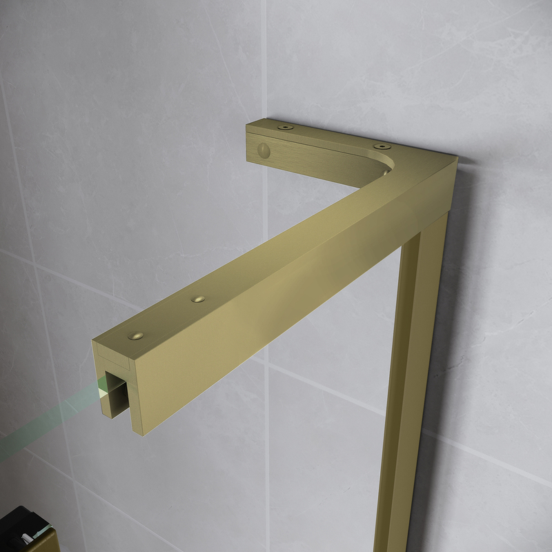 Дверь в нишу Walk-In раздвижная Koer SR SD07-120x200-L-TR-12 прозрачное стекло Easy Clean 8мм Матовое золото (KR5687)