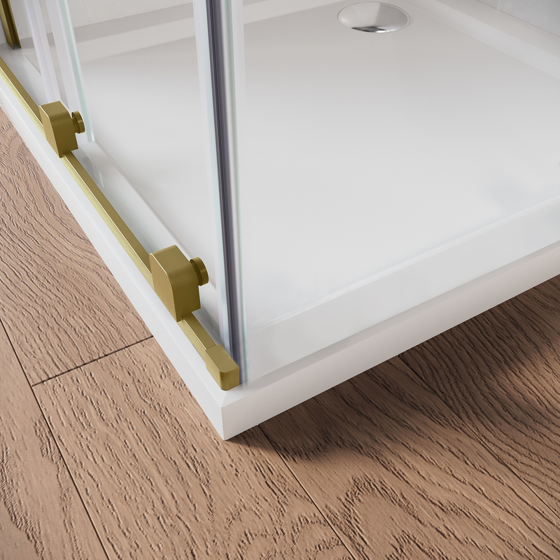 Дверь в нишу Walk-In раздвижная Koer SR SD07-120x200-L-TR-12 прозрачное стекло Easy Clean 8мм Матовое золото (KR5687)