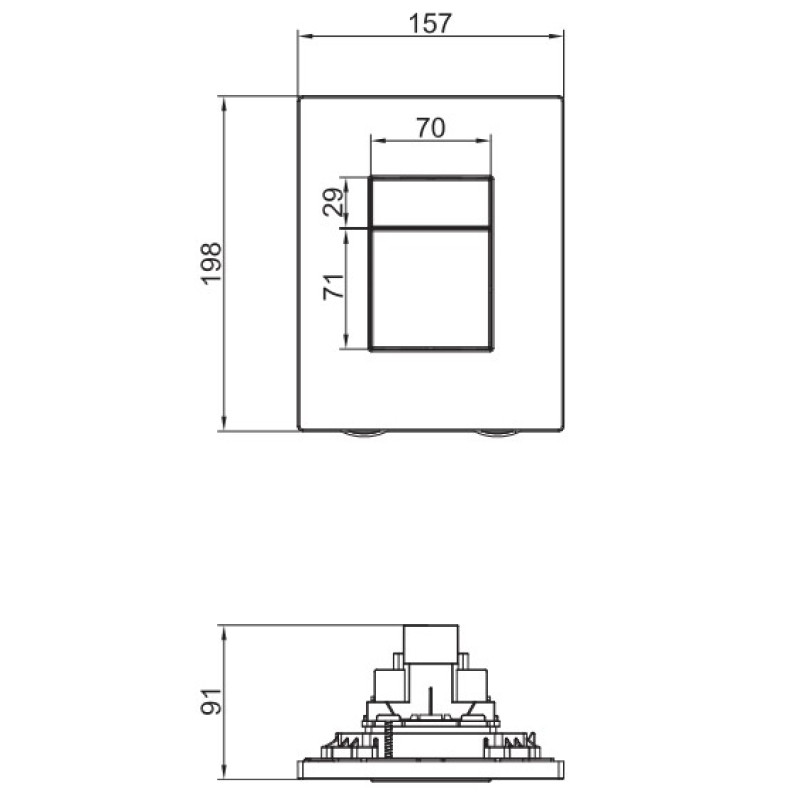 Панель смыва Koer KT-0607-12 157x198x10mm пластиковая, кнопка квадратная (цвет матовое золото) (KR5715)