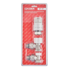 Комплект для подключения радиатора Koer SET-29 - 1/2'' (угловой) с термоголовкой (KR5716)