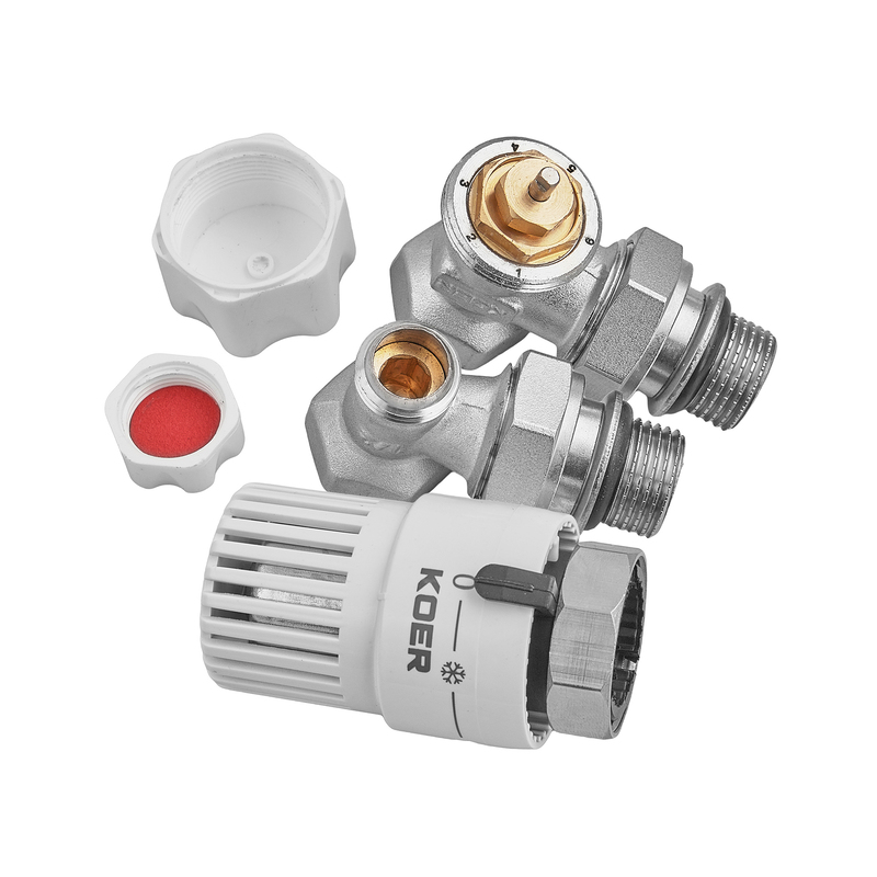 Комплект для подключения радиатора Koer SET-29 - 1/2'' (угловой) с термоголовкой (KR5716)