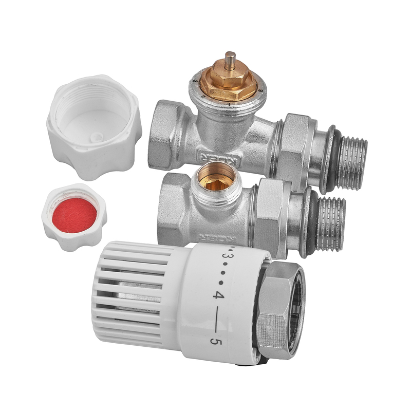 Комплект для подключения радиатора Koer SET-30 - 1/2'' (прямой) с термоголовкой (KR5717)
