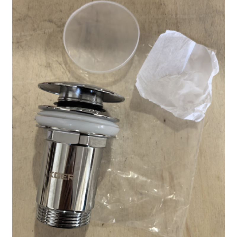 Донный клапан для раковины Koer PW-07-01 1 1/4'' с переливом автоматический СLICK-СLACK (Цвет хром) (KR5782)