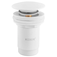Донный клапан для раковины Koer PW-07-03 1 1/4'' с переливом автоматический СLICK-СLACK (Цвет белый) (KR5783)