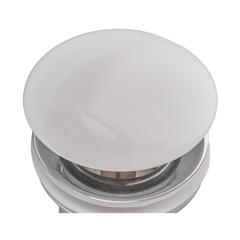 Донный клапан для раковины Koer PW-07-11 1 1/4'' с переливом автоматический СLICK-СLACK (Белая керам.накл.) (KR5784)