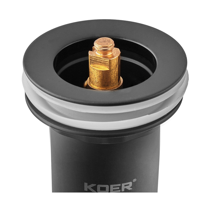 Донный клапан для раковины Koer PW-07-05 1 1/4'' с переливом автоматический СLICK-СLACK (Цвет черный) (KR5785)